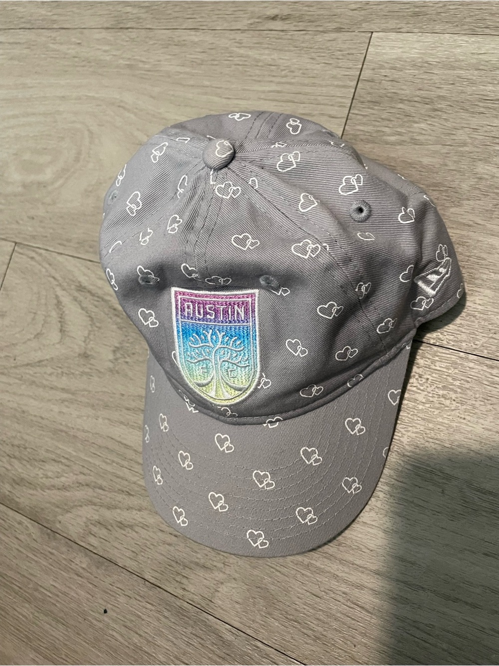 Austin fc Grey Heart-Print Baseball Cap with Rainbow Crest
